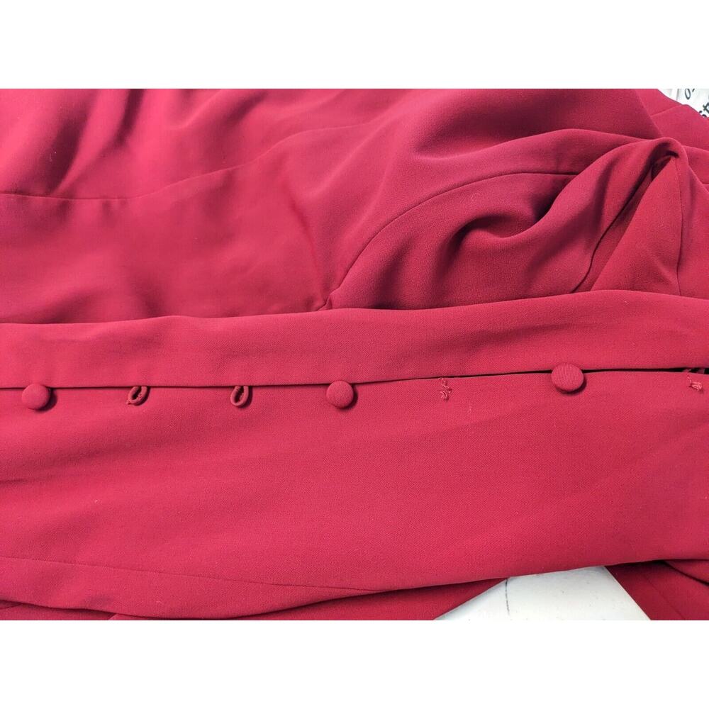Badgley Mischka Size 4 Faux Wrap Blazer Sheath Dress Red V Neck Long Sleeves - Picture 3 of 16